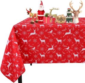 img 4 attached to Christmas Rectangle Tablecloth Decorative Waterproof