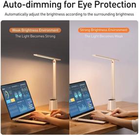 img 3 attached to 💡 Baseus LED Desk Lamp with Auto-Dimming, Eye-Caring Smart Lamp, Touch Control, 47-Inch Wide Illumination, 250 Lumens, 5W, 3 Color Modes, Ideal for Home Office, Living Room, Bedroom, Painting, White