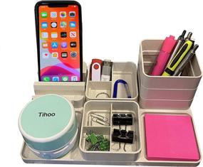 img 1 attached to All-in-One White Desk Organizer & Docking Station with 3 USB Ports - Perfect for Home, Office, Students, or as a Gift