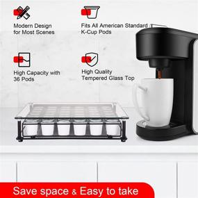 img 3 attached to ☕ Tempered Glass Top Coffee Pod Storage Drawer - Black, Holds 36 K Cup Coffee Pods, 6 Pods per Line - Compatible Coffee Capsules Holder