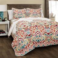 🛏️ lush decor clara turquoise and tangerine king quilt set – 3 piece logo