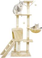 abclown 54-inch cat tree tower for indoor cats - multi-level condo with large perch, baskets, sisal scratching posts & cat climbing stand toy - ideal for kittens' play and rest activities logo