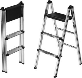 img 4 attached to 🪜 Versatile 3 Step Folding Ladder: Portable Slim Step Stool for Safety and Convenience