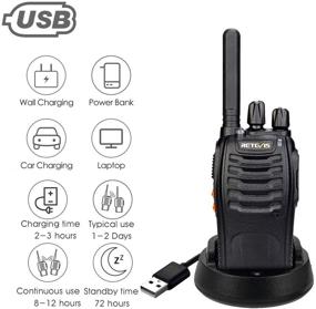 img 1 attached to Walkie Talkies Retevis H-777 с дальней дальностью действия - набор из 20 штук, 16 каналов, перезаряжаемые двухсторонние радиостанции с USB зарядной базой и стенным адаптером (черные) - идеальны для взрослых.