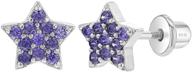 ✨ cz cluster star stud earrings in 925 sterling silver with screw back locking system - sparkling and easy to wear for toddlers & little girls logo