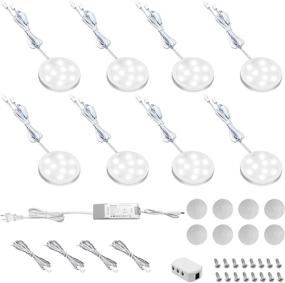 img 4 attached to 💡 HURYEE 8 Pack Under Cabinet Lighting Puck Lights with Dimmable Transformer, Linkable LED Lights for Plug in / Hardwired Installation, Compatible with Most Dimmer Switches - Daywhite 6000K