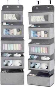 img 2 attached to 🗄️ Efficient Over-the-Door Hanging Organizer Storage with 5 Large Pockets - Grey, Wall Mounted Storage for Pantry, Nursery, Bathroom, Closet, and Dorm Room - Includes Clear Windows and 2 Metal Hooks