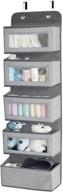 🗄️ efficient over-the-door hanging organizer storage with 5 large pockets - grey, wall mounted storage for pantry, nursery, bathroom, closet, and dorm room - includes clear windows and 2 metal hooks логотип