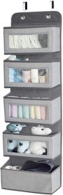 img 4 attached to 🗄️ Efficient Over-the-Door Hanging Organizer Storage with 5 Large Pockets - Grey, Wall Mounted Storage for Pantry, Nursery, Bathroom, Closet, and Dorm Room - Includes Clear Windows and 2 Metal Hooks