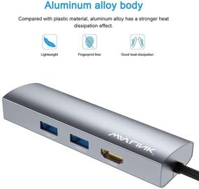img 3 attached to 🔌 High-Performance Wavlink USB-C Hub with HDMI 4K@60Hz, Gigabit Ethernet, and Dual USB 3.0 Ports for MacBook/MacBook Pro 2018+, MacBook Air, iPad Pro, Chromebook Pixel, Surface Book 2, Dell XPS 13/15 and More