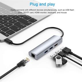 img 1 attached to 🔌 High-Performance Wavlink USB-C Hub with HDMI 4K@60Hz, Gigabit Ethernet, and Dual USB 3.0 Ports for MacBook/MacBook Pro 2018+, MacBook Air, iPad Pro, Chromebook Pixel, Surface Book 2, Dell XPS 13/15 and More