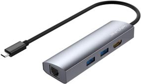 img 4 attached to 🔌 High-Performance Wavlink USB-C Hub with HDMI 4K@60Hz, Gigabit Ethernet, and Dual USB 3.0 Ports for MacBook/MacBook Pro 2018+, MacBook Air, iPad Pro, Chromebook Pixel, Surface Book 2, Dell XPS 13/15 and More