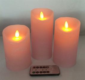 img 1 attached to 🕯️ Large Pink Battery Candles Moving Flame Set 3, Realistic Pillar Candles with Remote and Timer - Dia 3.15"xH 4"/5"/6", Rose Scented Candles for Home Décor and Ambiance