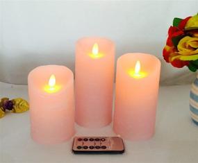 img 2 attached to 🕯️ Large Pink Battery Candles Moving Flame Set 3, Realistic Pillar Candles with Remote and Timer - Dia 3.15"xH 4"/5"/6", Rose Scented Candles for Home Décor and Ambiance