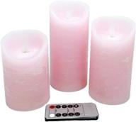 🕯️ large pink battery candles moving flame set 3, realistic pillar candles with remote and timer - dia 3.15"xh 4"/5"/6", rose scented candles for home décor and ambiance логотип