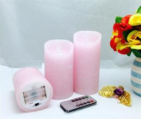 img 3 attached to 🕯️ Large Pink Battery Candles Moving Flame Set 3, Realistic Pillar Candles with Remote and Timer - Dia 3.15"xH 4"/5"/6", Rose Scented Candles for Home Décor and Ambiance