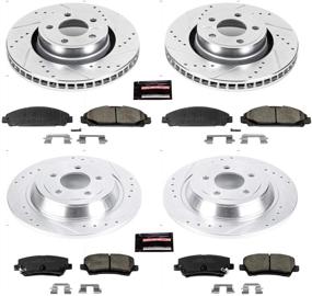 img 1 attached to 🔧 Оптимизированный комплект Power Stop K6808: Передние и задние тормозные колодки из углеродного волокна Z23 с сверлеными и прорезанными тормозными дисками.