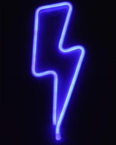 img 4 attached to AUSAYE Neon Lights Lightning LED Neon Sign Wall Light (Blue) - Battery and USB Operated - Neon Signs Wall Decor for Home, Kids Room, Living Room, Bar - Ideal for Christmas, Wedding, Party Decor