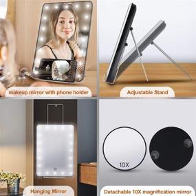 img 3 attached to 💄 FASCINATE Desk Mirror: Portable Lighted Makeup Stand Mirror with Touch Screen Dimming - Perfect for Travel and Cosmetic, 1X/10X Magnifying Vanity Mirror