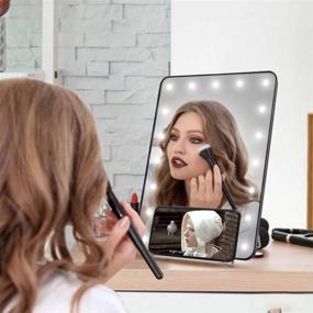 img 1 attached to 💄 FASCINATE Desk Mirror: Portable Lighted Makeup Stand Mirror with Touch Screen Dimming - Perfect for Travel and Cosmetic, 1X/10X Magnifying Vanity Mirror