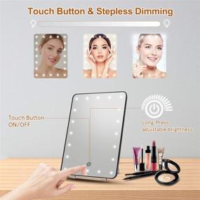 img 2 attached to 💄 FASCINATE Desk Mirror: Portable Lighted Makeup Stand Mirror with Touch Screen Dimming - Perfect for Travel and Cosmetic, 1X/10X Magnifying Vanity Mirror