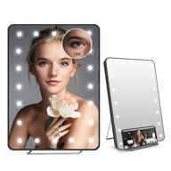 💄 fascinate desk mirror: portable lighted makeup stand mirror with touch screen dimming - perfect for travel and cosmetic, 1x/10x magnifying vanity mirror logo