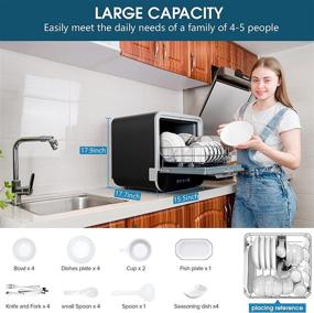 img 3 attached to 🧼 Kwasyo Portable Countertop Dishwasher: Efficiently Removes Tough Stains with High-Temperature Cleaning & 4 Washing Programs