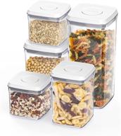 🍽️ anvava 5-piece airtight food storage container set - kitchen pantry organization and storage containers with easy one-button opening, clear bpa-free plastic canisters with airtight lids логотип