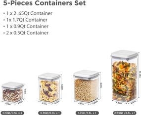 img 2 attached to 🍽️ ANVAVA 5-Piece Airtight Food Storage Container Set - Kitchen Pantry Organization and Storage Containers with Easy One-Button Opening, Clear BPA-Free Plastic Canisters with Airtight Lids