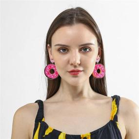 img 2 attached to 👽 4-Piece Acrylic Earrings Set: Adorable UFO Alien Spaceship, Question Mark, Cassette & Donut Dangle Drop Earrings. Funny and Exaggerated Acrylic Earrings Set for Women and Girls