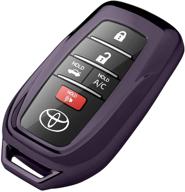 🔑 tukellen soft tpu key fob cover case protector for toyota 2019 land cruiser, 2021 venza, 2021 rav4 prime, hilux, fortuner (keyless go only) - purple black logo