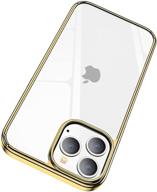 📱 metal gold jkz compatible for iphone 13 pro max case - crystal clear, anti-yellowing, shockproof. ultra slim and support wireless charging - 2021 6.7 iphone 13 pro max case logo