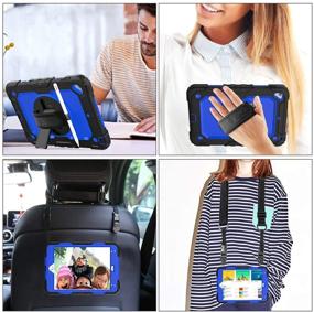 img 1 attached to 📱 SEYMAC Stock iPad Mini 5/4 Case | Full-Body Protection with 360° Rotating Stand, Pencil Holder, Screen Protector | Hand Strap | Fits 7.9 inch (Blue+Black)
