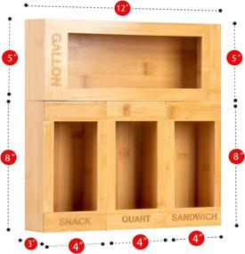 img 1 attached to 🍃 Bamboo Kitchen Cabinet Drawer Organizer for Food Storage Bags - Compatible with Gallon, Quart, Sandwich & Snack Variety Sizes