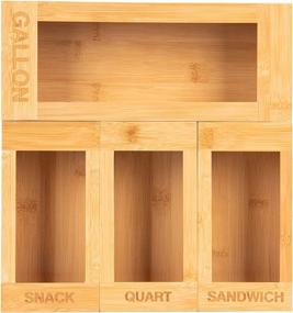 img 3 attached to 🍃 Bamboo Kitchen Cabinet Drawer Organizer for Food Storage Bags - Compatible with Gallon, Quart, Sandwich & Snack Variety Sizes