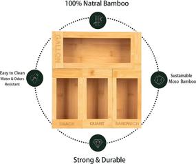 img 2 attached to 🍃 Bamboo Kitchen Cabinet Drawer Organizer for Food Storage Bags - Compatible with Gallon, Quart, Sandwich & Snack Variety Sizes