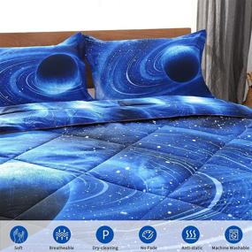 img 2 attached to 🌌 Galaxy Blue Comforter Sets Twin 3 Pcs, Universe Themed Kids Bedding Sets, Blue Space Bedspread Coverlet Quilt Comforter Sets, Twin Bedroom Accessories (Galaxy Blue, Twin)