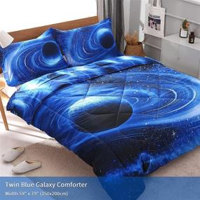 img 3 attached to 🌌 Galaxy Blue Comforter Sets Twin 3 Pcs, Universe Themed Kids Bedding Sets, Blue Space Bedspread Coverlet Quilt Comforter Sets, Twin Bedroom Accessories (Galaxy Blue, Twin)