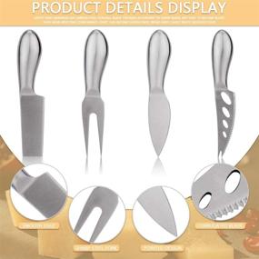 img 1 attached to Peinat Stainless Steel Cheese Knife Set - 1 Cheese Fork, 1 Cheese Knife, 1 Cheese Cutter, 1 Cheese Shaver, 4-Piece Cheese Tools Cutlery Set