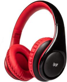 img 4 attached to Беспроводные складные стереонаушники iJoy ISO Over Ear с Bluetooth 5.0, 30-часовым аккумулятором, встроенным микрофоном - черные / красные