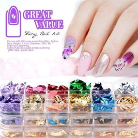 img 1 attached to 💅 Vibrant 48-Color Foil Nail Chip Glitter Set | FANDAMEI Mixed Nail Foil Paillette: Perfect for Nail Art Decoration, DIY Makeup, and Graft | Holographic Nail Foil Sequins Included