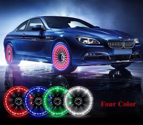 img 1 attached to 🚗 Solar Car Tire Wheel Lights: Motion Sensor LED Cap Lights for Car, Bicycle & Motorcycles