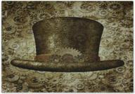 🎩 victorian steampunk hat cutting board, lunarable science fiction fantasy concept with futuristic gears and cogs print, large decorative tempered glass cutting and serving board, sand brown логотип