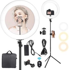 img 4 attached to 📸 GIM 19 inch Adjustable 48W Ring Light: Upgraded with Bluetooth Remote Control, 3200K-6500K Color Temperature, Stand Included - Perfect for Video Shooting, Makeup, Vlogs, and Photography - Carrying Bag Included