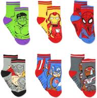 🕷️ super hero adventures spider-man boys 6 pack socks with grippers - baby/toddler size logo