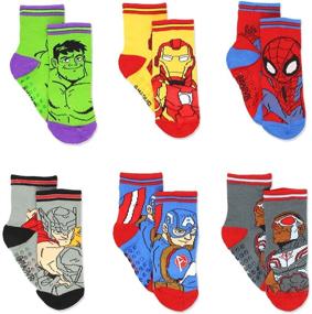 img 4 attached to 🕷️ Super Hero Adventures Spider-Man Boys 6 pack Socks with Grippers - Baby/Toddler Size