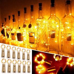 img 4 attached to 🌟 Aipatal Fairy Lights with Cork, 12 Pack 20 LED Silver Wire Wine Bottle Cork Lights, Battery Operated Wine Bottle Decoration for Wedding Party Bar Decor - Warm White