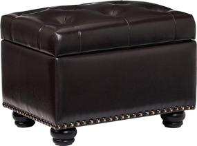 img 3 attached to FIRST HILL FHW Deep Tufting Storage Ottoman in Espresso: Stylish and Functional Furniture Piece for your Home