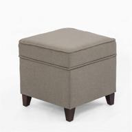 furnistar 18” modern design gray fabric square storage ottoman with hidden top hinge - footrest stool for living room logo