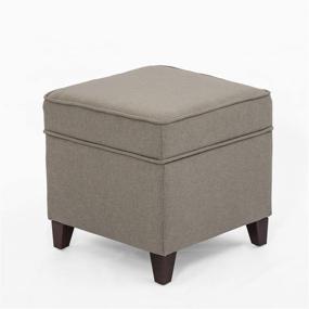 img 4 attached to Furnistar 18” Modern Design Gray Fabric Square Storage Ottoman with Hidden Top Hinge - Footrest Stool for Living Room